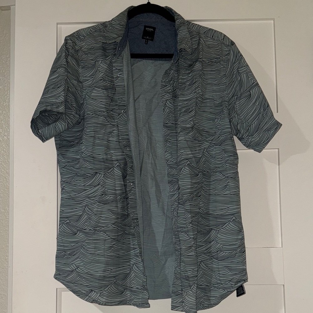 Men's Gray Patterned Short Sleeve Shirt Jacket